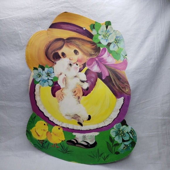 Two Vintage Spring Die Cuts Bears Lambs Nursery Rhymes Double Sided - Picture 4 of 6